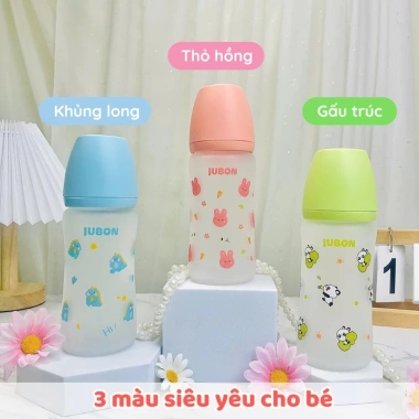 Bình sữa JUBON thủy tinh bọc silicon 150/240ml - Chính hãng, màu xinh 43.196 VND