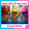 Bình sữa Jumi 140-250ml, núm vú mềm, kháng sặc, giảm đầy hơi, tay cầm, không quai