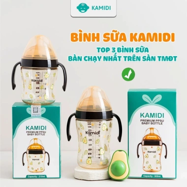 Bình Sữa Kamidi Chất Liệu PPSU 210ml-300ml Họa Tiết Bơ An Toàn Giá Ưu Đãi 422.900 VND