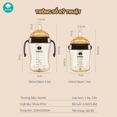 Bình sữa Kamidi PPSU an toàn, chống sặc, đầy hơi nhanh - Giá ưu đãi 382.000₫ 7