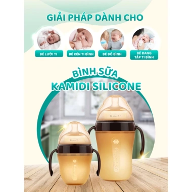 Bình sữa Kamidi silicon an toàn cho bé sơ sinh - Chống sặc, đầy hơi, chỉ 365k 2