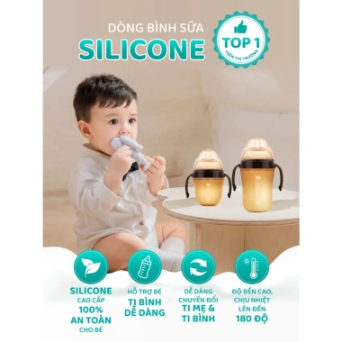 Bình sữa Kamidi silicon an toàn cho bé sơ sinh - Chống sặc, đầy hơi, chỉ 365k 3