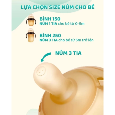 Bình sữa Kamidi silicone an toàn cho bé sơ sinh, chống sặc, giảm đầy hơi, 414k