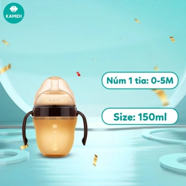 Bình sữa Kamidi silicone an toàn cho bé sơ sinh, chống sặc, giảm đầy hơi, 414k
