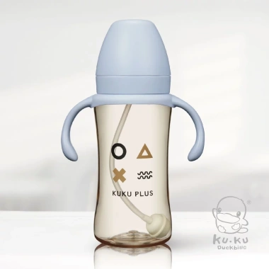 Bình sữa KU.KU Duckbill PPSU 300ml - Cổ rộng xoay 360°, van chống sặc, tay cầm