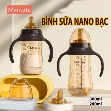 Bình sữa Minitutu Nano bạc cổ rộng 300ml và 240ml cho bé - Giá ưu đãi 150.000₫