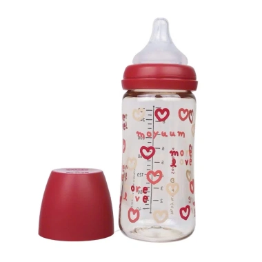 Bình sữa moyuum 170-270ml cổ rộng họa tiết tim vàng đỏ Giá chỉ 38.000đ