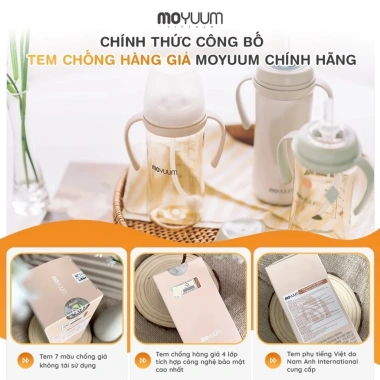 Bình sữa Moyuum 170ml‑270ml Hàn Quốc chọn núm chính hãng – An toàn cho bé, Giá 219,100₫, Nhà Bắp Store