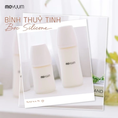 Bình sữa Moyuum thủy tinh silicone 150ml-240ml - Tặng quà, giá ưu đãi 190k