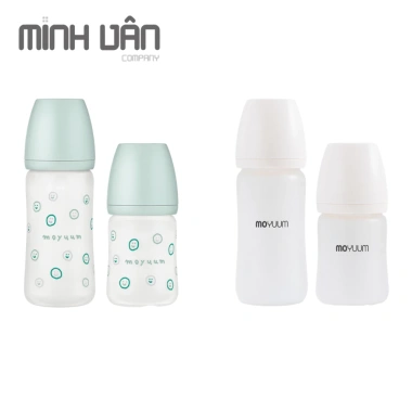 Bình sữa Moyuum thuỷ tinh tráng silicon 150ml/240ml - Giá 565k, không đổi núm