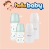 Bình sữa Moyuum trắng xanh họa tiết thủy tinh tráng silicon Hàn Quốc 150ml 240ml tặng kèm núm