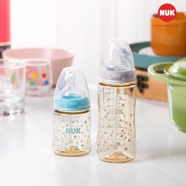 Bình sữa NUK cảm biến nhiệt PPSU chuẩn EU, núm ti silicone, 150ml-300ml