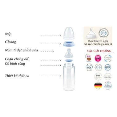 Bình sữa NUK Premium Choice thủy tinh 240ml - Núm ti silicone S1, an toàn, 279.200đ 5 Bình sữa NUK Premium Choice thủy tinh 240ml - Núm ti silicone S1, an toàn, 279.200đ 5