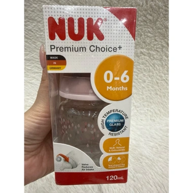 Bình sữa NUK thủy tinh 120‑240ml chính hãng tem PP, núm ti Silicone - 188.000₫