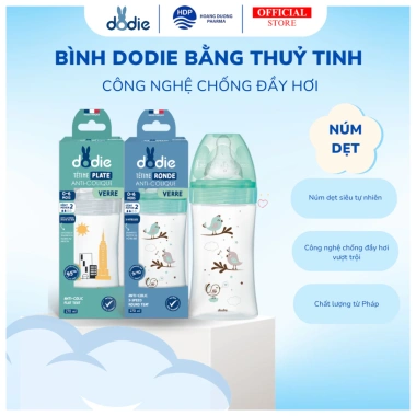 Bình sữa núm dẹt Dodie cho bé 0-6 tháng bằng thủy tinh - Giá giảm 380.000đ