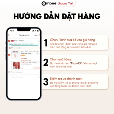 Bình Sữa Ombee PPSU Chống Sặc, Chống Đầy Hơi, Núm Ti Mềm - Prince 90ml/170ml/270ml 363.000₫ 2