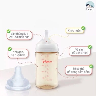 Bình sữa Pigeon PPSU Plus 160/240ml Thế hệ III nút SS-3L chính hãng 329.900₫
