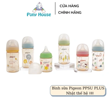 Bình sữa Pigeon PPSU Plus III phiên bản Nhật hình Ngôi nhà 160ml-240ml - Giá ưu đãi 380.000