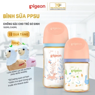 Bình Sữa Pigeon PPSU Softouch 160ml-240ml Hoạ Tiết Ngỗng Thỏ Hồng - 551,000₫