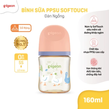 Bình Sữa Pigeon PPSU Softouch 160ml-240ml Hoạ Tiết Ngỗng Thỏ Hồng - 551,000₫