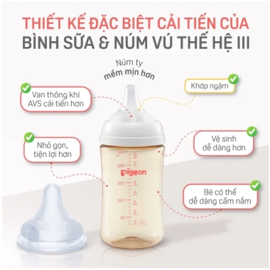 Bình sữa Pigeon Softouch PPSU cao cấp 160/240/330ml - chịu nhiệt, an toàn, giá 235k
