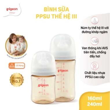 Bình sữa Pigeon Softouch PPSU cao cấp 160/240/330ml - chịu nhiệt, an toàn, giá 235k