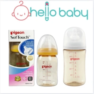 Bình sữa Pigeon Softouch thế hệ 3 cổ rộng 160ml‑240ml PPSU, thủy tinh an toàn, giảm giá 235k