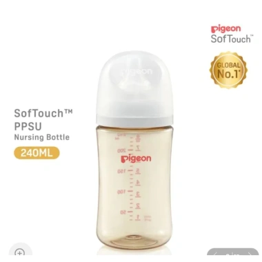 Bình sữa Pigeon Softouch thế hệ 3 cổ rộng 160ml‑240ml PPSU, thủy tinh an toàn, giảm giá 235k