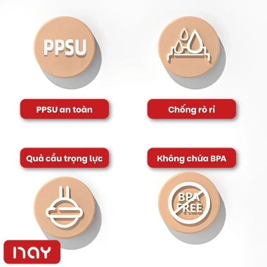 Bình sữa PPSU 3in1 cho bé, núm ti siêu mềm, chống sặc, chống đầy hơi, an toàn 170.000