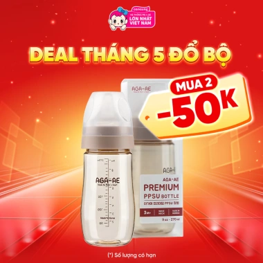 Bình sữa PPSU Aga-ae 270ml Beige – An toàn không BPA, nhẹ, bền, giảm giá 271k
