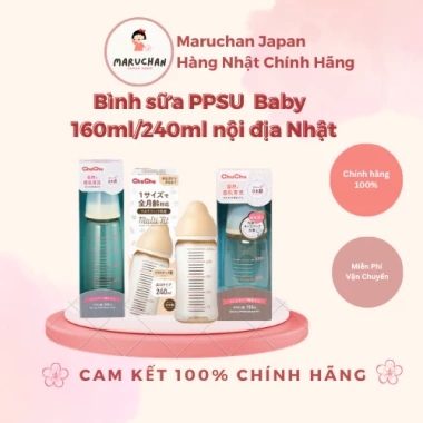 Bình sữa PPSU Chuchu Baby 160ml/240ml cổ hẹp - rộng an toàn Nhật Bản, giảm giá 175k