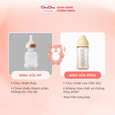 Bình sữa PPSU Chuchu Baby 160ml/240ml cổ hẹp - rộng an toàn Nhật Bản, giảm giá 175k