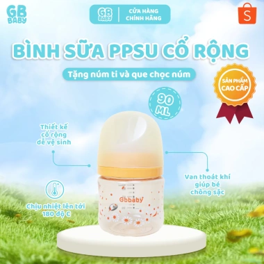 Bình sữa PPSU GB-Baby cổ rộng 90-280ml, tặng núm ti & que chọc - 141.000 VND