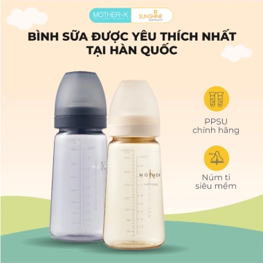 Bình sữa PPSU Mother-K 280ml núm ti silicone y tế, chống đầy hơi, giá chỉ 311.200₫ 3