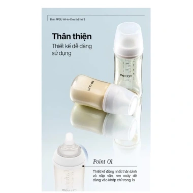 Bình sữa PPSU Moyuum thế hệ 3 trơn đủ size, đổi núm theo độ tuổi, giá ưu đãi 295k 3
