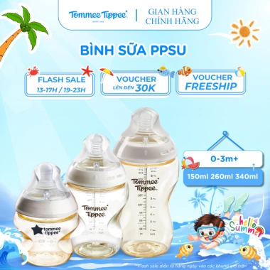 Bình sữa PPSU Tommee Tippee Natural Start 150-340ml Siêu Mềm Tự Nhiên cho Bé Sơ Sinh - Giá ưu đãi 293.250 VND