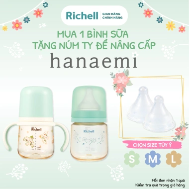 Bình sữa RICHELL Nhật Hanaemi chống sặc PPSU & Thủy tinh - An toàn bé, giá 323k