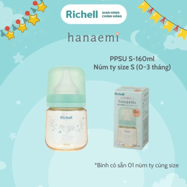 Bình sữa RICHELL Nhật Hanaemi chống sặc PPSU & Thủy tinh - An toàn bé, giá 323k