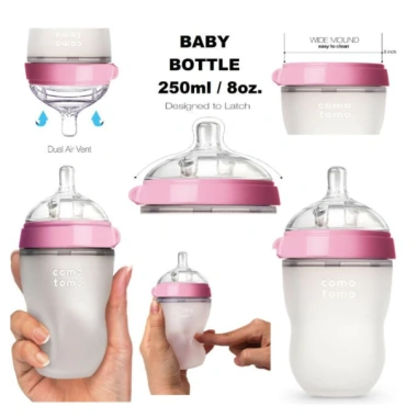 Bình sữa silicon Comotomo siêu mềm 150ml/250ml – Tặng tay cầm cán tiện, 245.000₫ 3