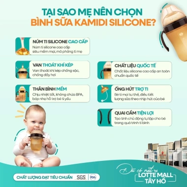 Bình Sữa Silicon Kamidi An Toàn Bé Sơ Sinh, Chống Sặc Đầy Hơi, Giá 425.360 VND 2
