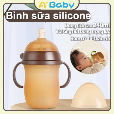 Bình Sữa Silicon Nano 240ml/150ml Giúp bé cai sữa, có tay cầm, giảm giá 34k
