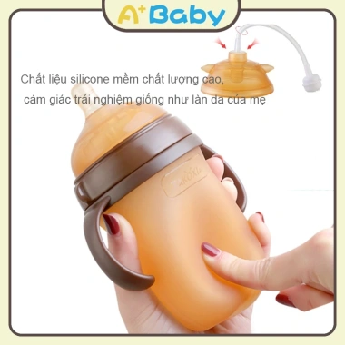 Bình Sữa Silicon Nano 240ml/150ml Giúp bé cai sữa, có tay cầm, giảm giá 34k