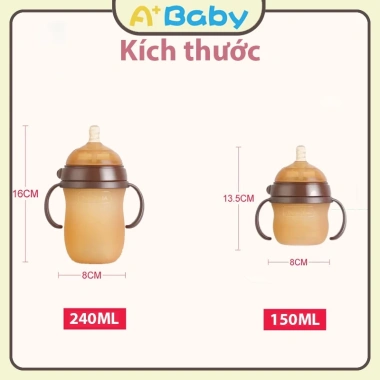 Bình Sữa Silicon Nano 240ml/150ml Giúp bé cai sữa, có tay cầm, giảm giá 34k
