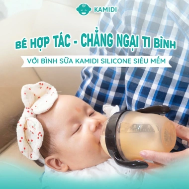 Bình sữa silicone cao cấp Kamidi cho bé sơ sinh - Chống sặc, đầy hơi, an toàn 399k 7