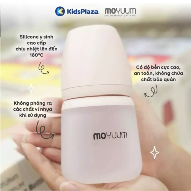 Bình sữa silicone Moyuum 160ml-260ml kèm núm ty an toàn cho bé, giá ưu đãi 437.000đ
