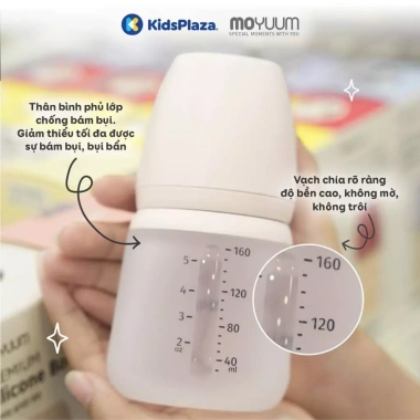 Bình sữa silicone Moyuum 160ml-260ml kèm núm ty an toàn cho bé, giá ưu đãi 437.000đ