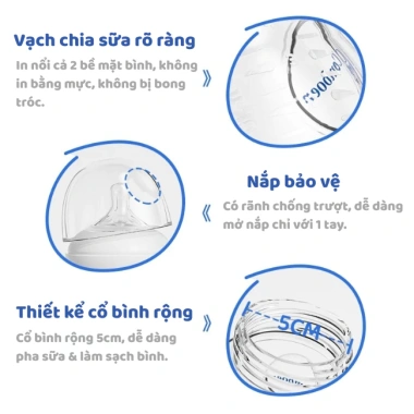 Bình sữa sơ sinh Comboer cổ rộng không BPA 150ml-330ml núm 5.5cm - Giá 28.000đ