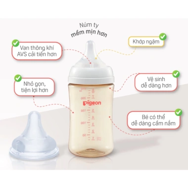 Bình sữa Softouch PPSU Plus Pigeon III 160ml/240ml - Không BPA, giá 295.000₫ 6 Bình sữa Softouch PPSU Plus Pigeon III 160ml/240ml - Không BPA, giá 295.000₫ 6