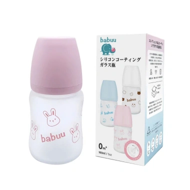 Bình sữa thủy tinh Babuu bọc silicone cổ rộng 160/240ml, núm siêu mềm, điều chỉnh khớp ngậm - Giá ưu đãi 143.440đ