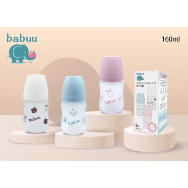 Bình sữa thủy tinh Babuu bọc silicone cổ rộng 160/240ml, núm siêu mềm, điều chỉnh khớp ngậm - Giá ưu đãi 143.440đ